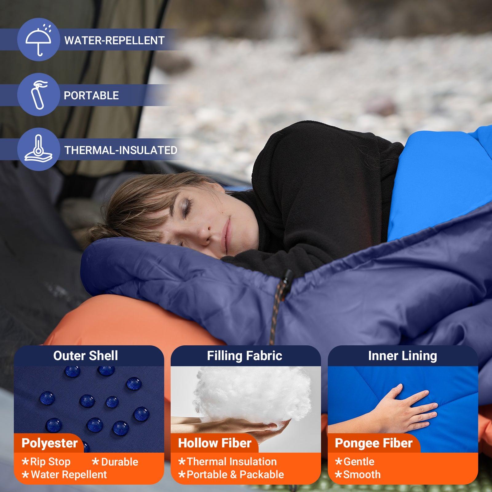 KingCamp HURON 250 Hooded Rectangular Sleeping Bag