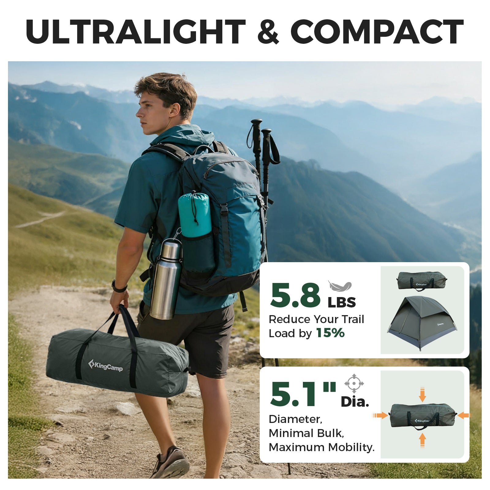 KingCamp Lightweight 2-Person Backpacking Tent