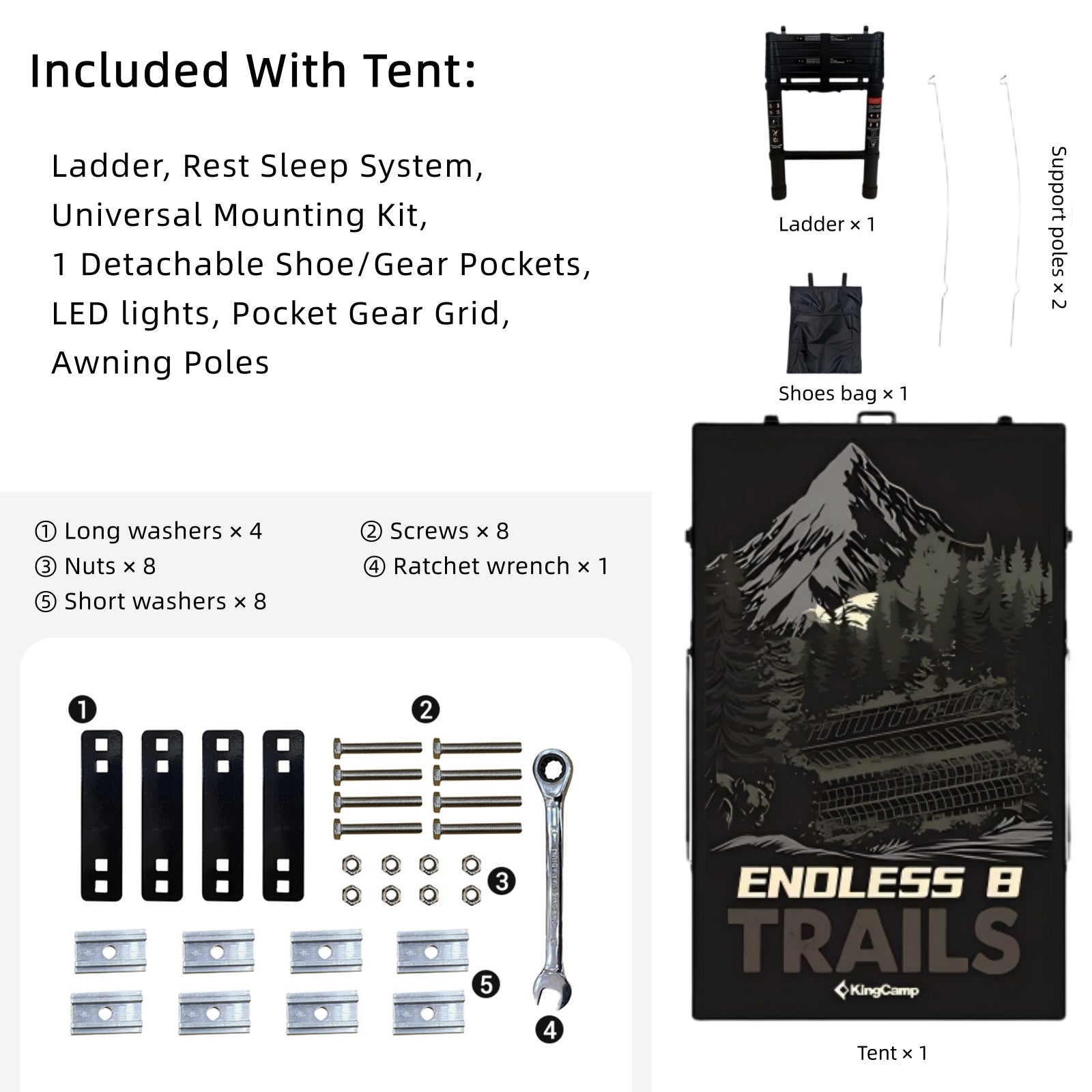 KingCamp ENDLESS 8 Aluminum Hardshell Rooftop Tent