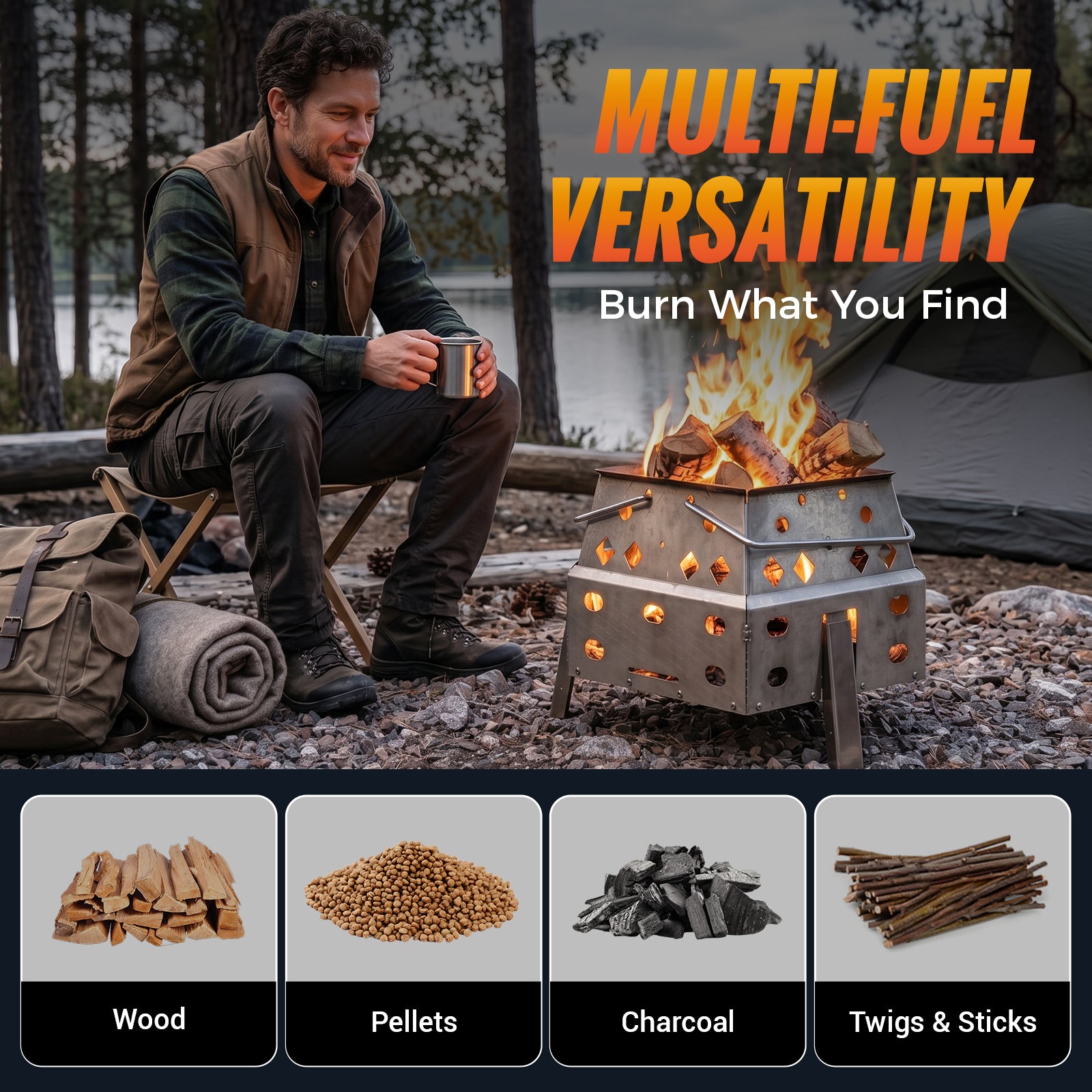 KingCamp Hexagonal Telescopic Wood-Burning Stove