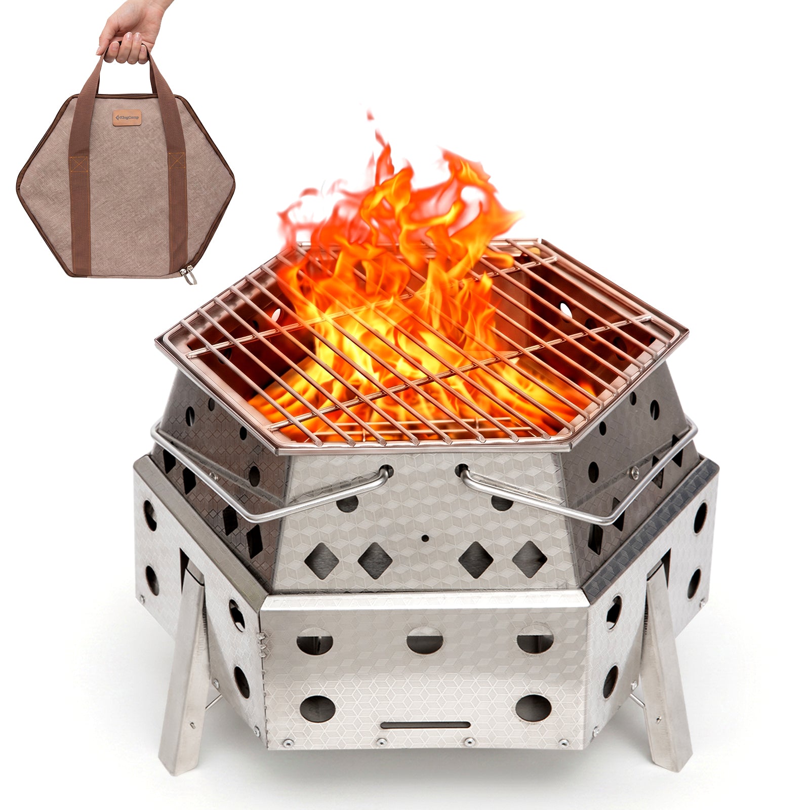 KingCamp Hexagonal Wood Burning Stove | Portable Folding Camp
