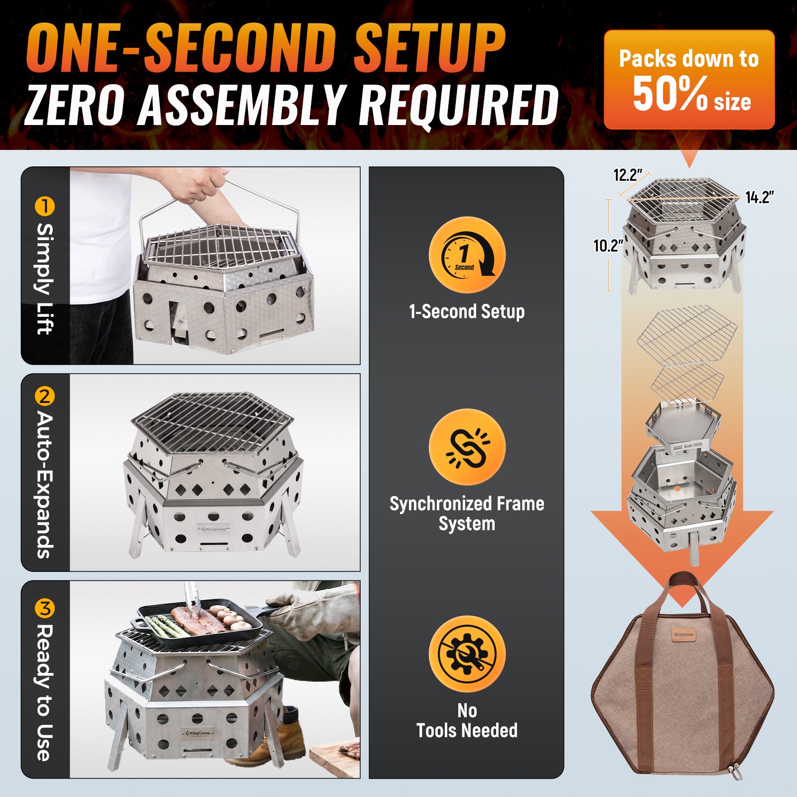 KingCamp Hexagonal Telescopic Wood-Burning Stove