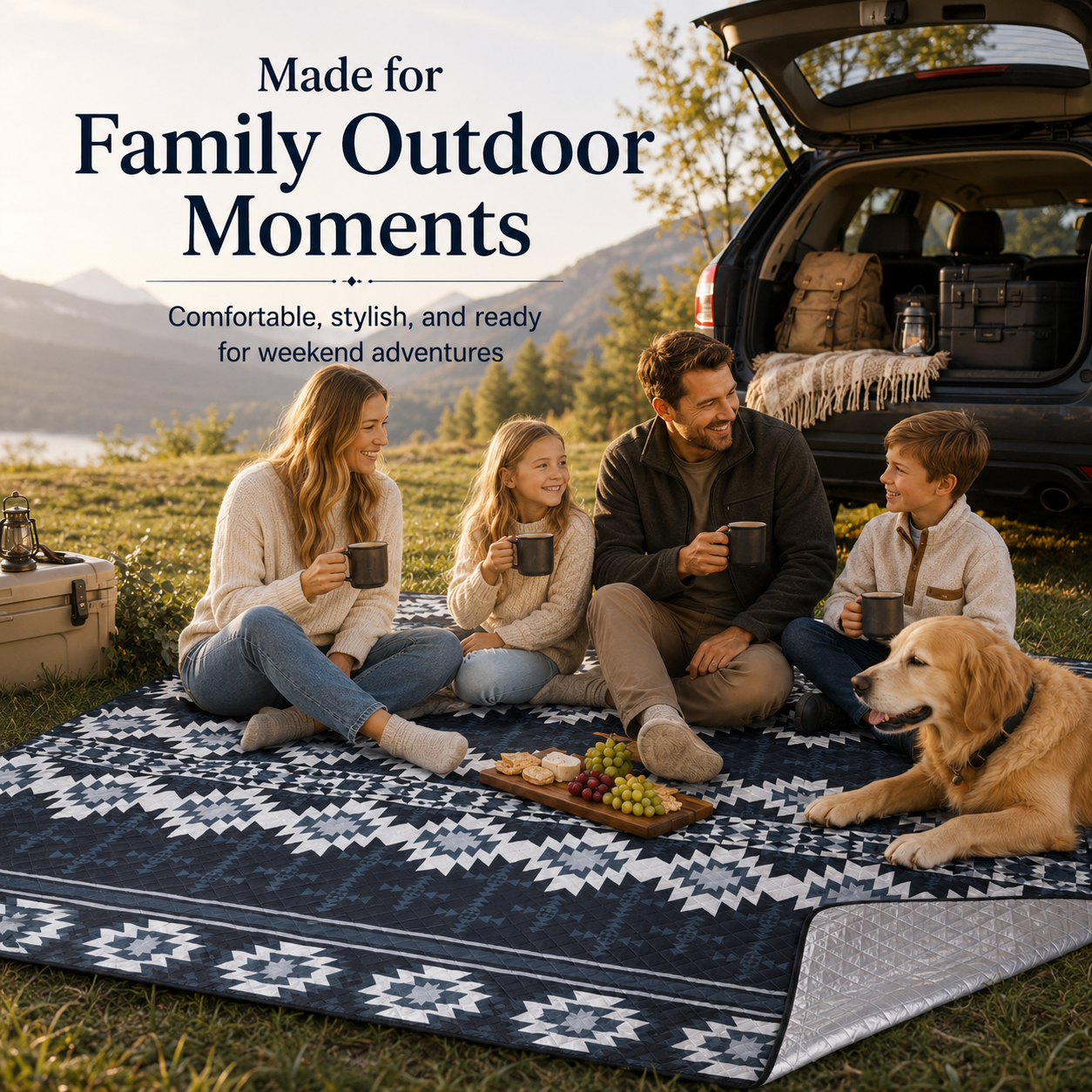 KingCamp ISIAY MAX 2.8 Extra-Large Waterproof Camping Tent Mat - Aztec Pattern