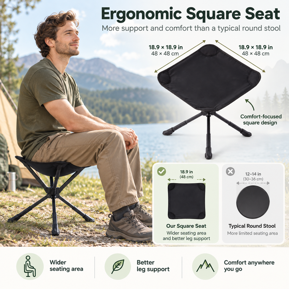 KingCamp Lightweight Swivel Camping Stool