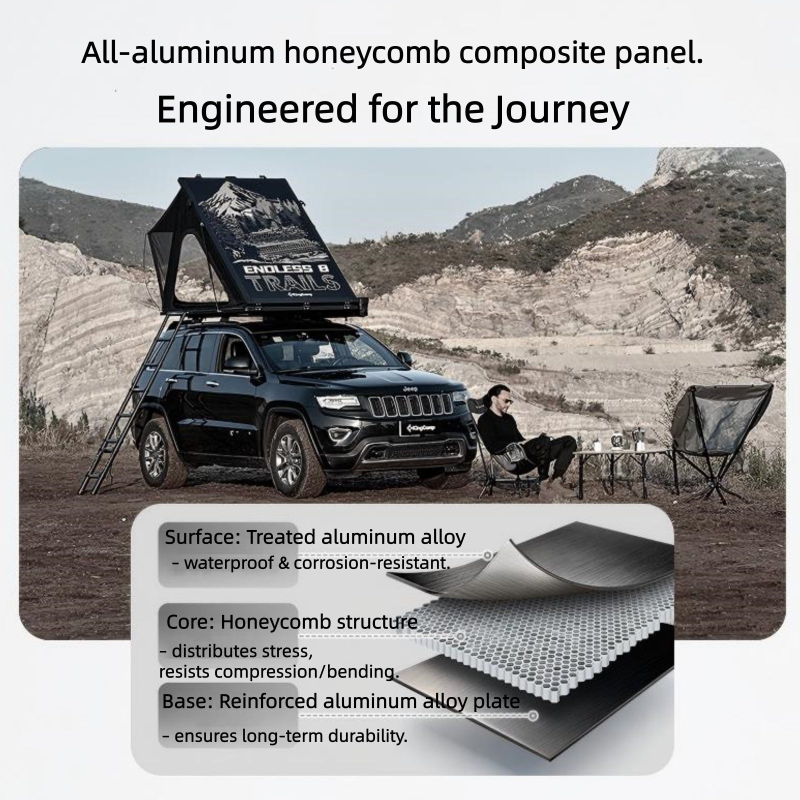 KingCamp ENDLESS 8 Aluminum Hardshell Rooftop Tent