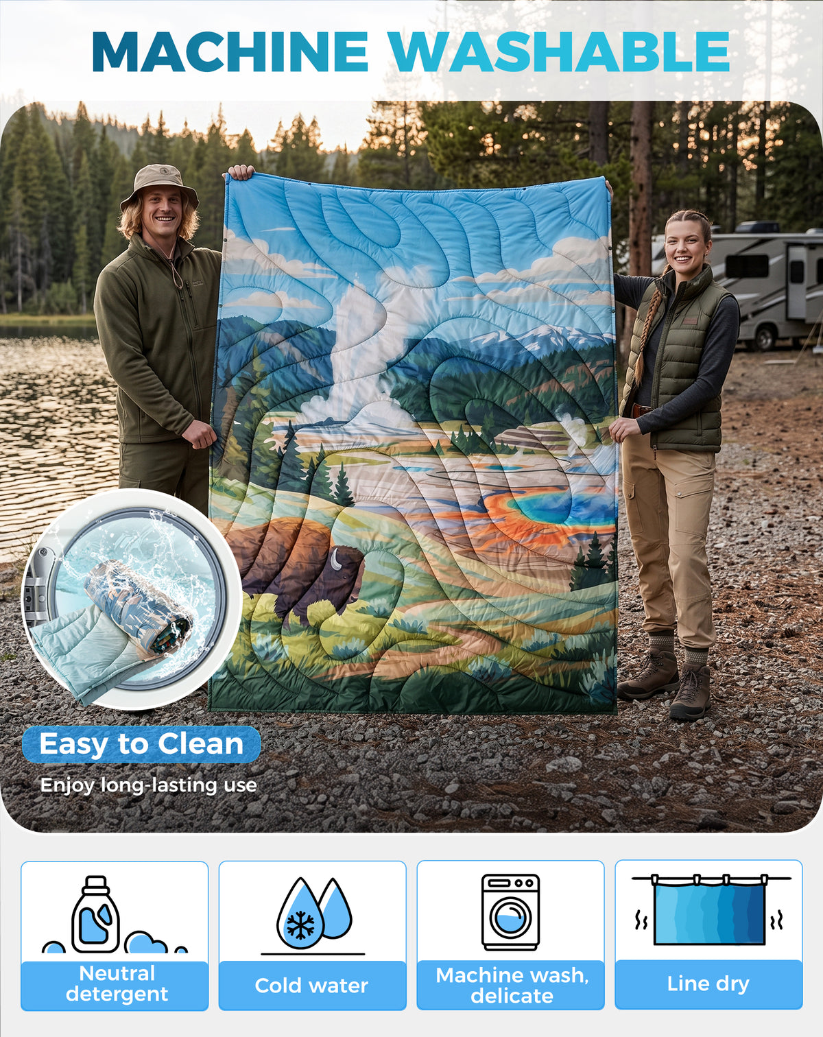 KingCamp SMART 150 XL Lightweight Camping Blanket – Prism / Canoe / Savan