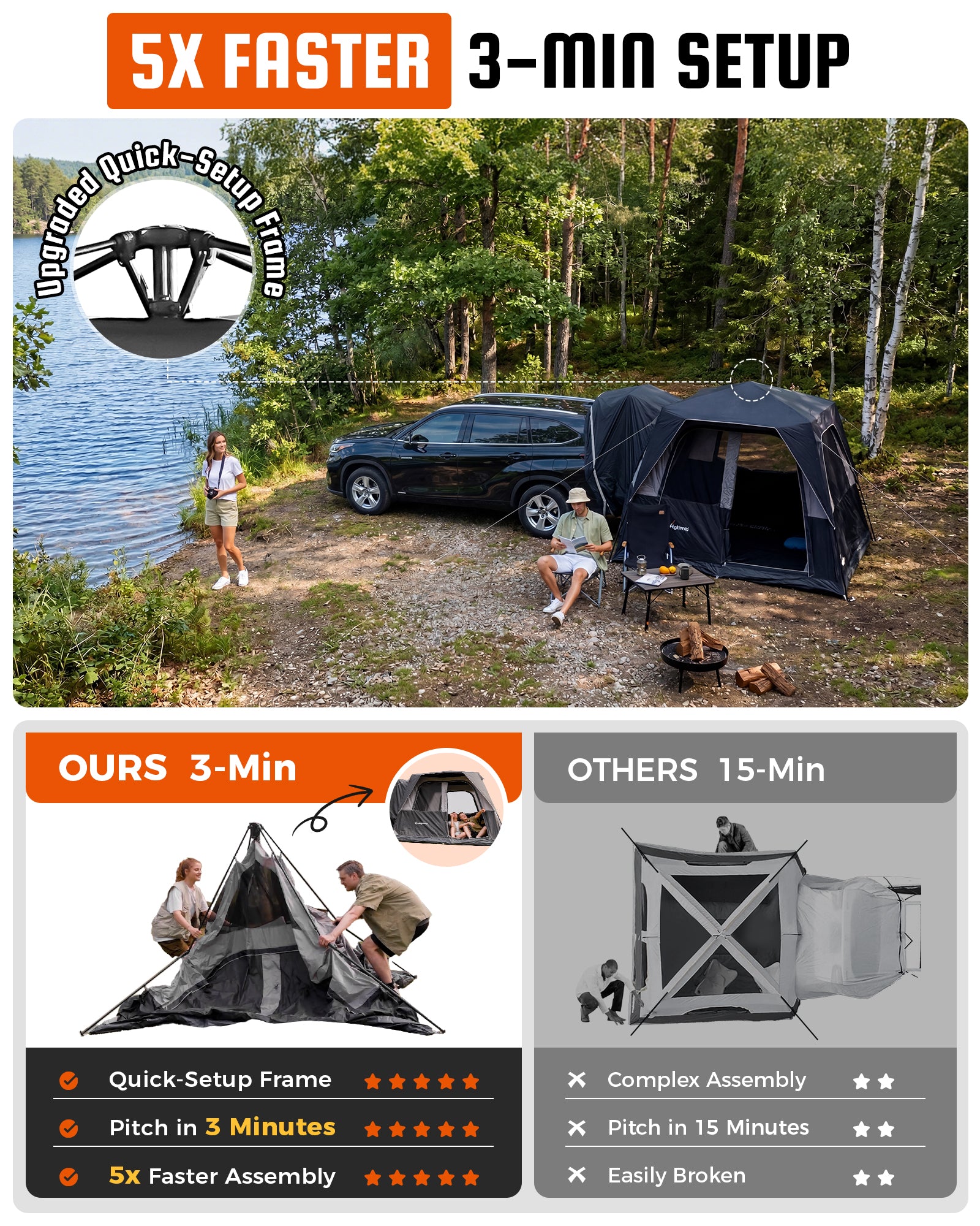 KingCamp BOUNDLESS X3 Car Camping Tent