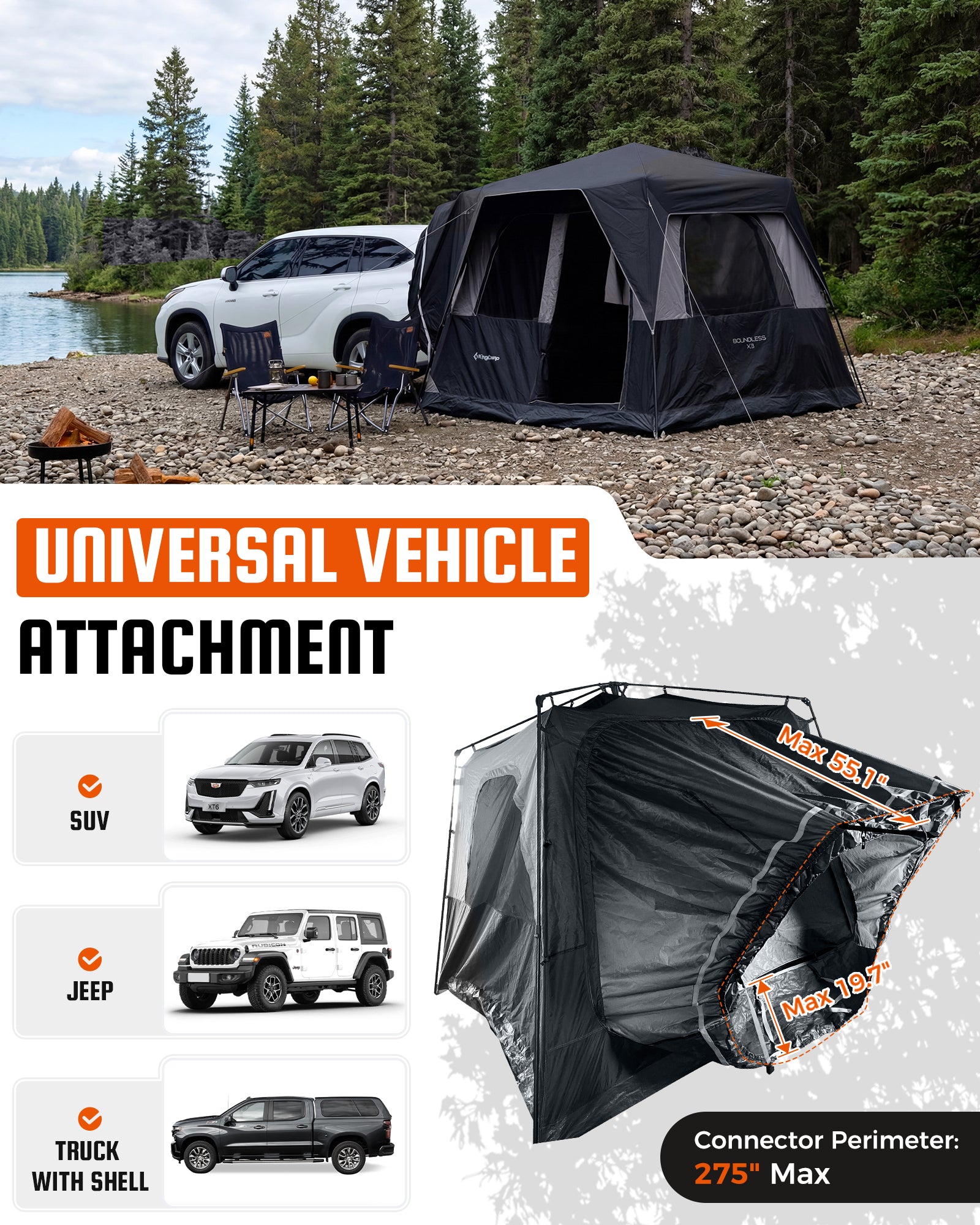 KingCamp BOUNDLESS X3 Car Camping Tent