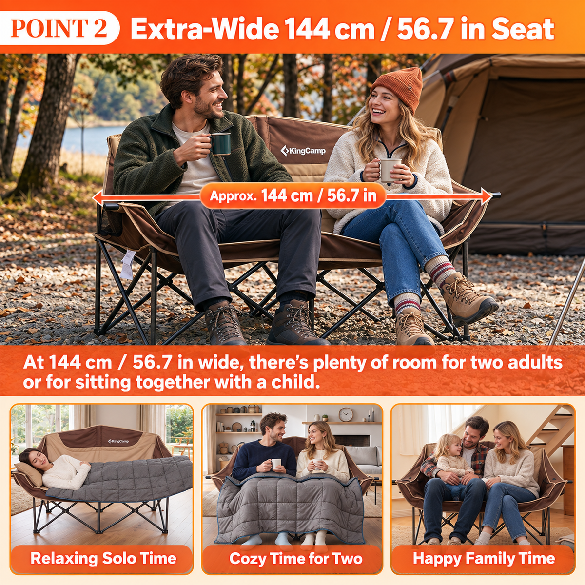 KingCamp CANNA C20 Heated Loveseat Double Seat Chair