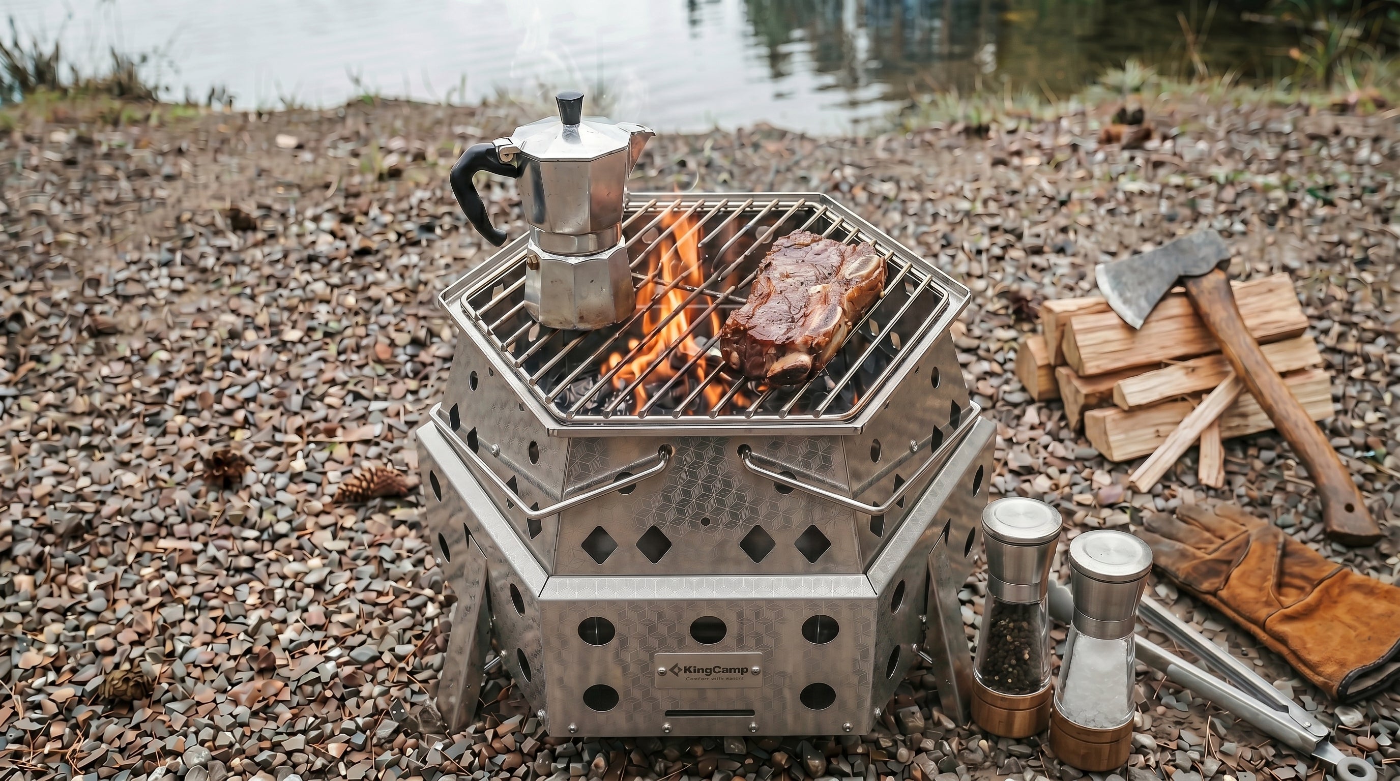 KingCamp Hexagonal Telescopic Wood-Burning Stove