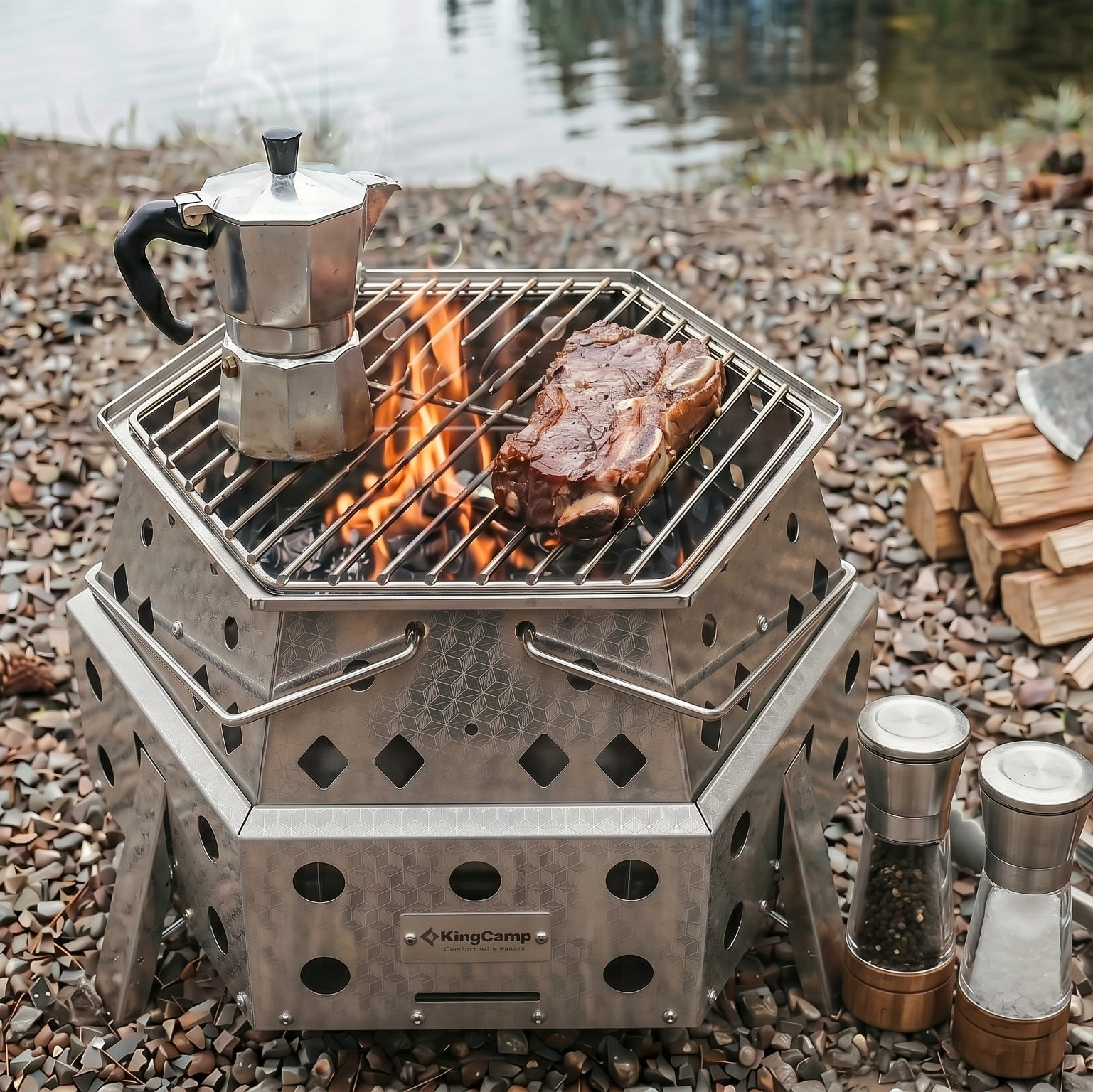 KingCamp Hexagonal Telescopic Wood-Burning Stove