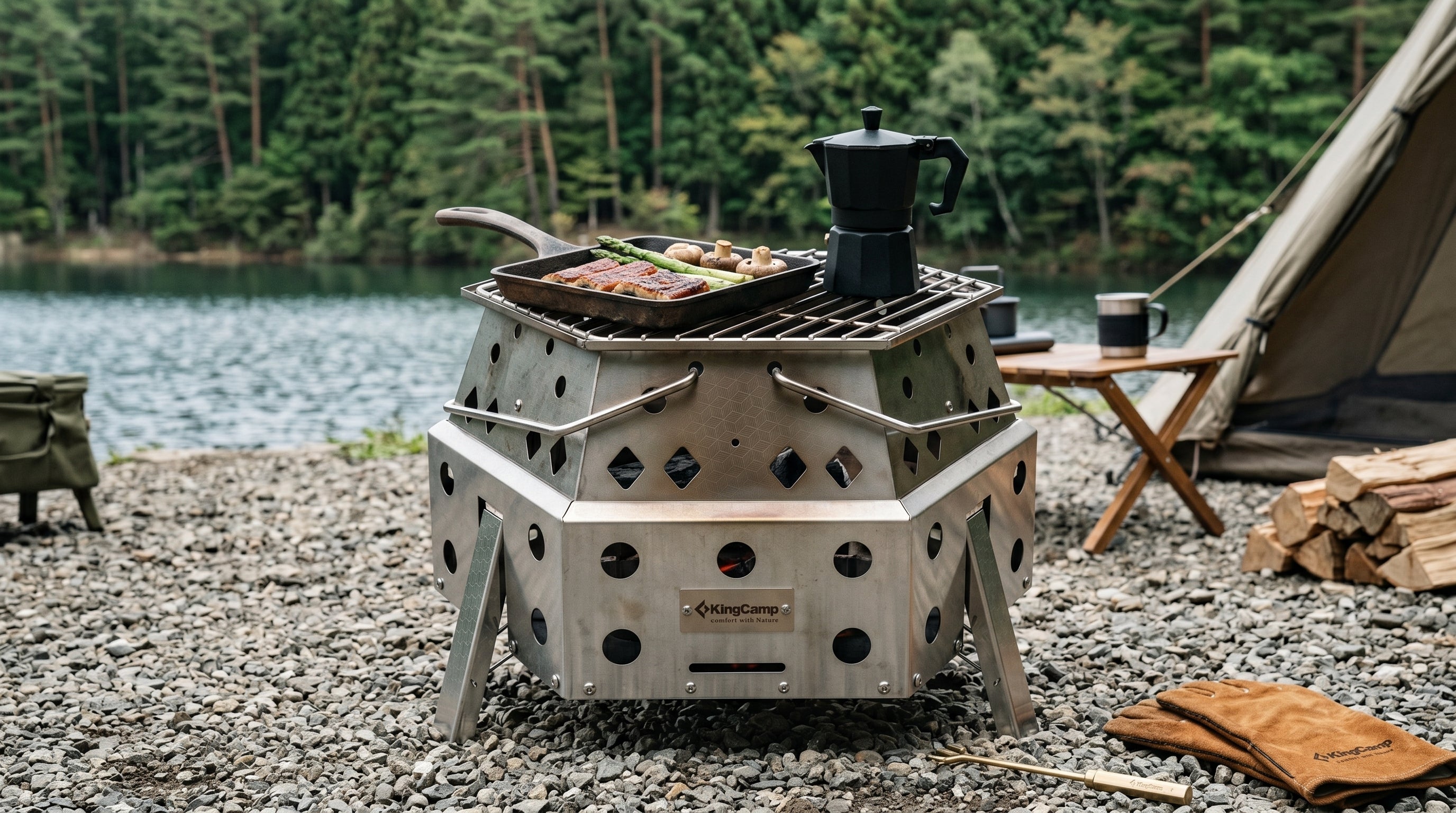 KingCamp Hexagonal Telescopic Wood-Burning Stove