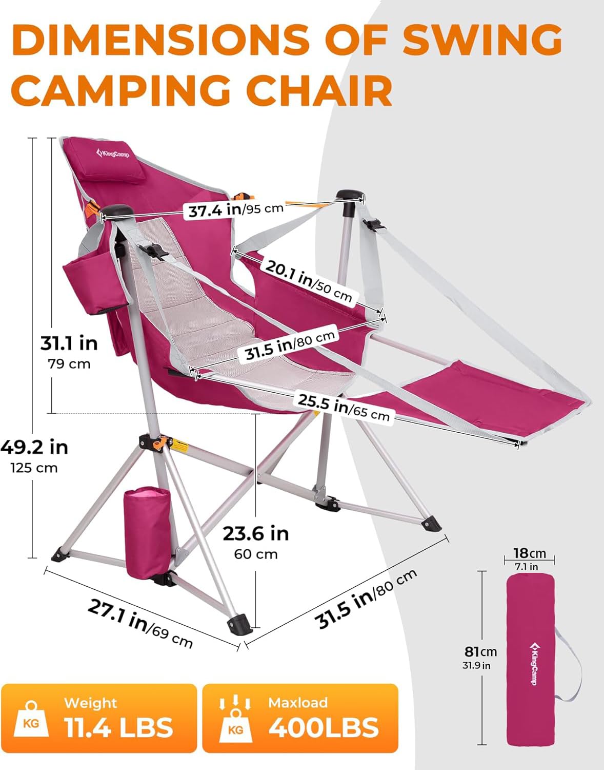 KingCamp Orchid C20 Hammock Chair with Footrest