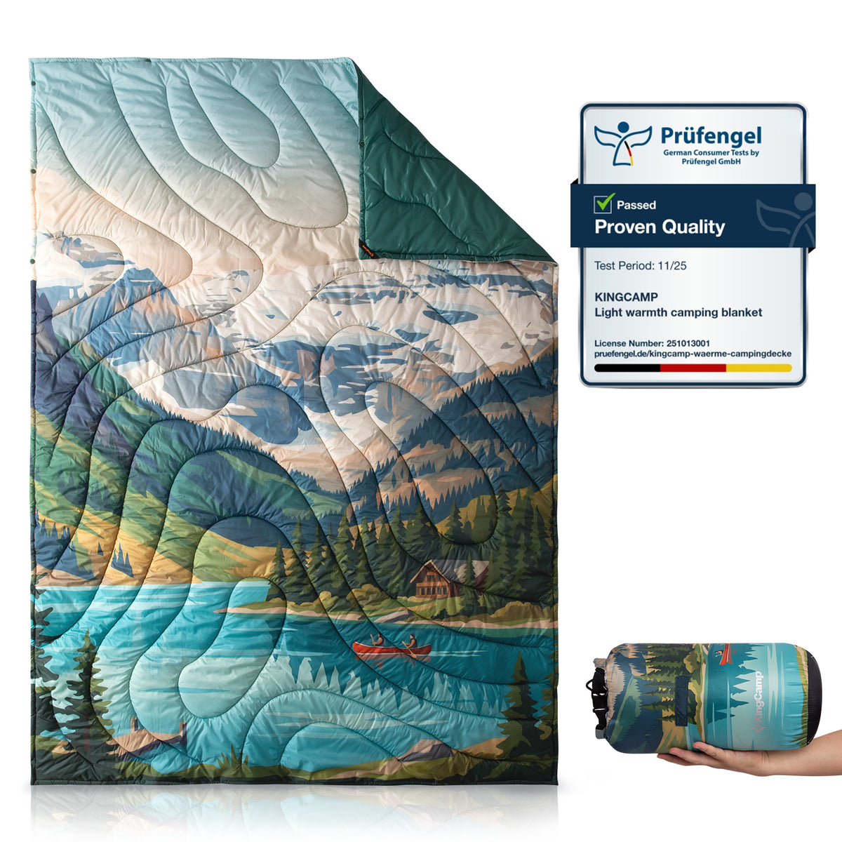 KingCamp SMART 150 XL Lightweight Camping Blanket – Prism / Canoe / Savan