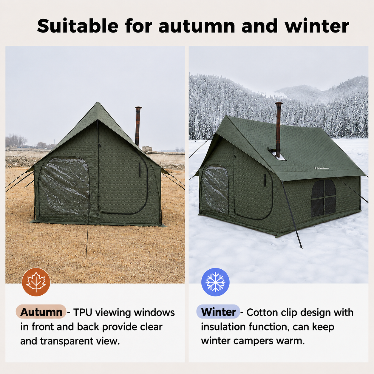 KingCamp Snowhouse 5 Insulated Quilted Cabin Tent with Stove Jack