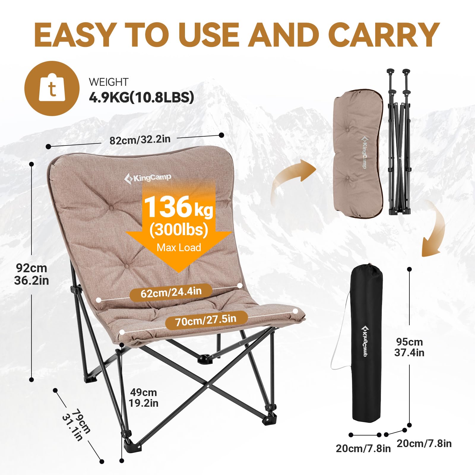 KingCamp LEMON C10 Oversized Padded Butterfly Chair