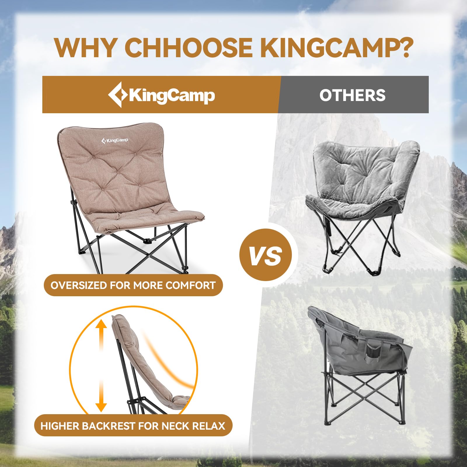 KingCamp LEMON C10 Oversized Padded Butterfly Chair