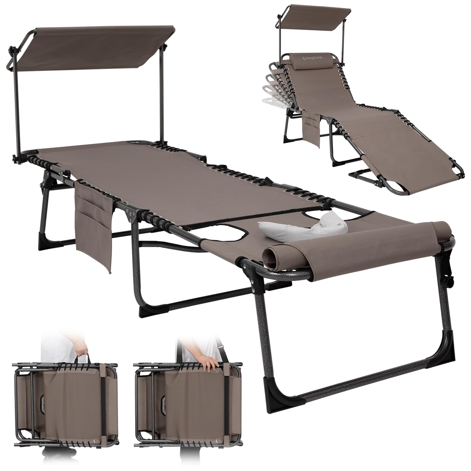 KingCamp MAGNOLIA B10 PLUS Backpack Chaise Lounge with Adjustable Canopy and Face Hole