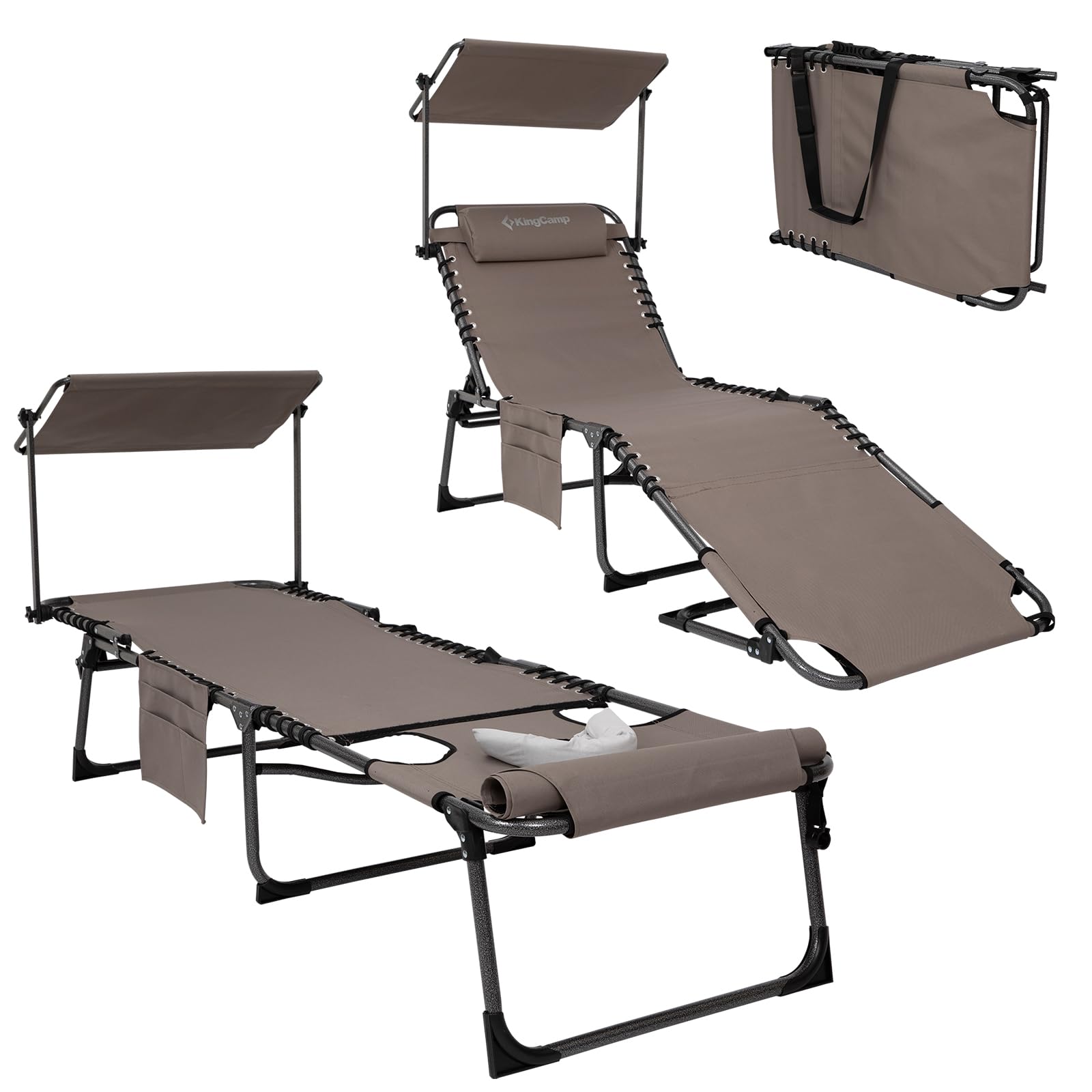 KingCamp MAGNOLIA B10 PLUS Backpack Chaise Lounge with Adjustable Canopy and Face Hole