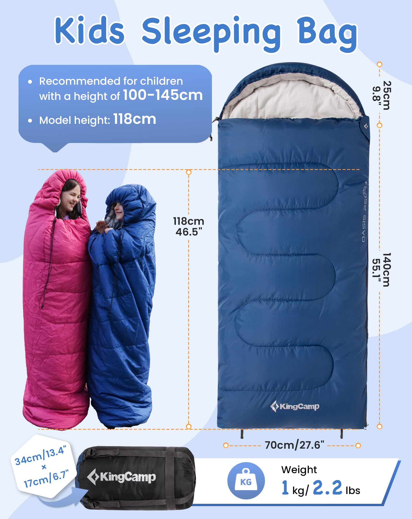 KingCamp Oasis 250S+ Kids Flannel Sleeping Bag