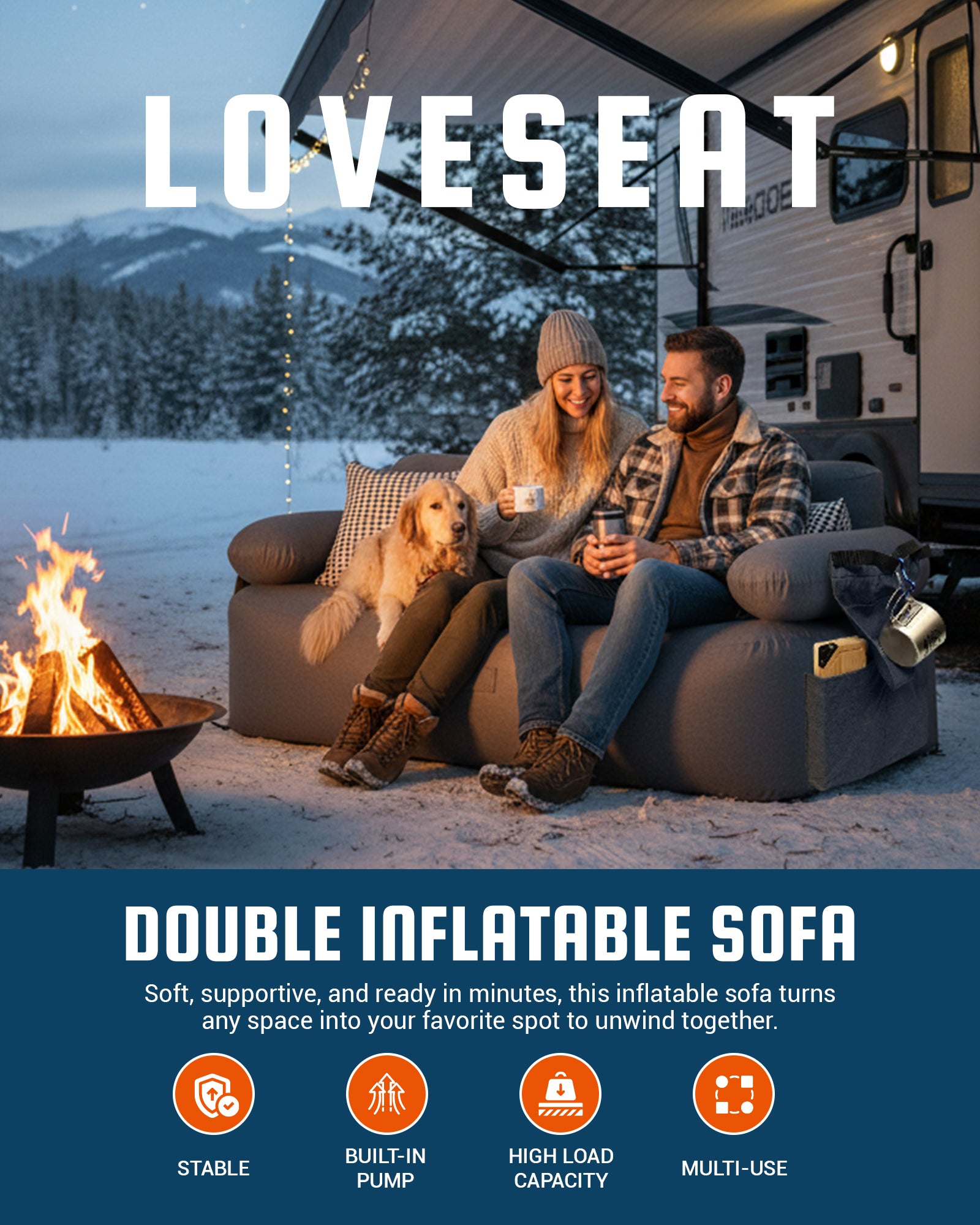 KingCamp Aerovine DUO 600 Inflatable Sofa With Built-in Pump