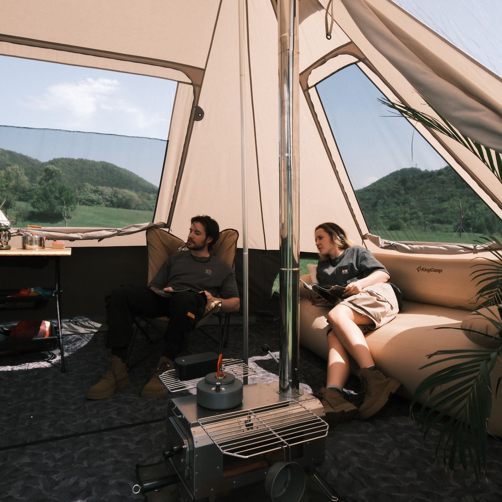 KingCamp Khan Villa Tent Glamping 4-in-1 Bundle with Stove