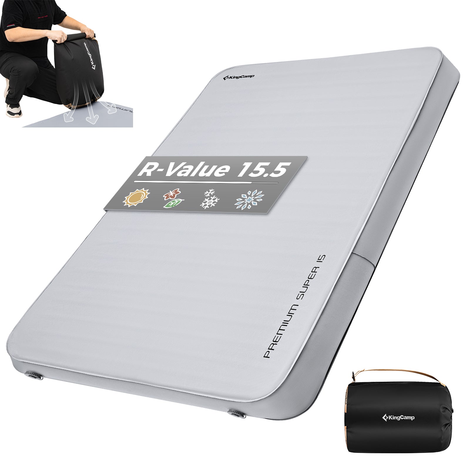 Buy 5.9'' Thick Self-Inflating Double Camping Sleeping Pad