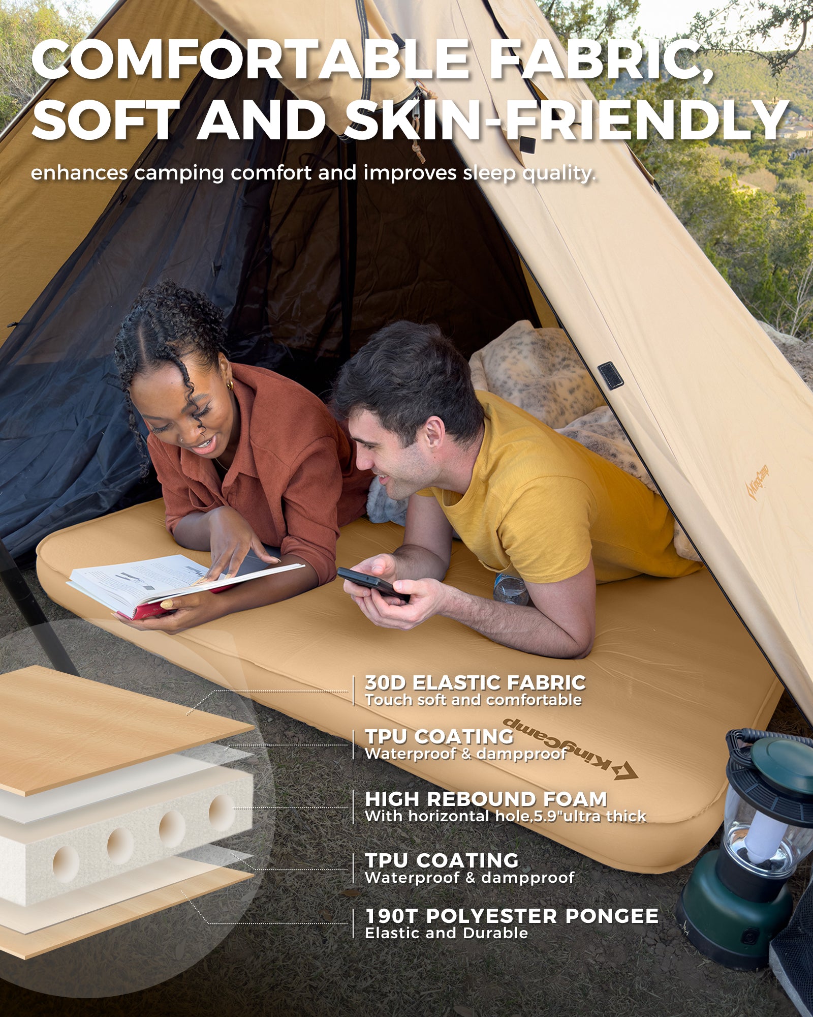 KingCamp PREMIUM SUPER 15 Self-Inflating Camping Sleeping Pad