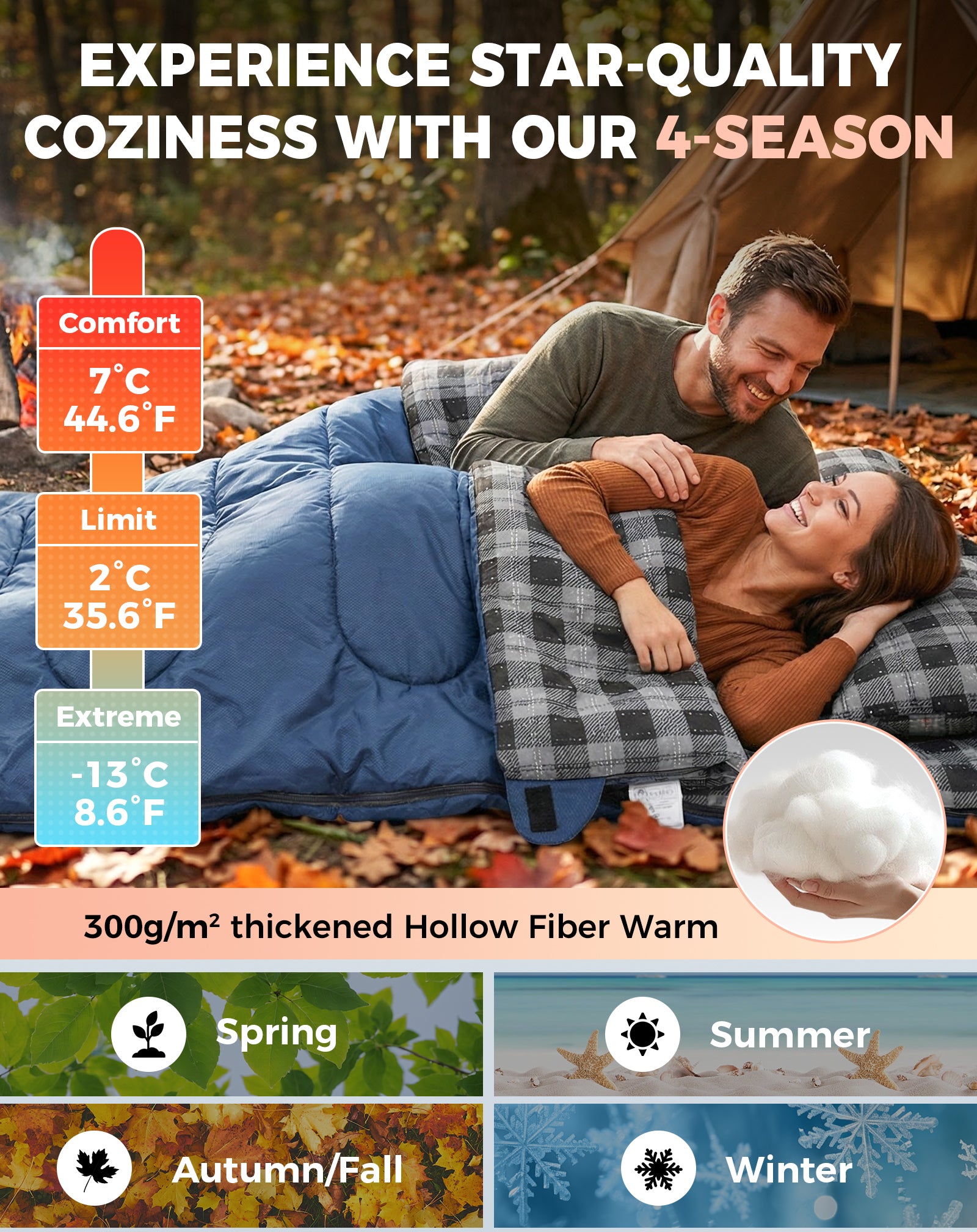 KingCamp SNOWFLAKE 300D Double Flannel Sleeping Bag