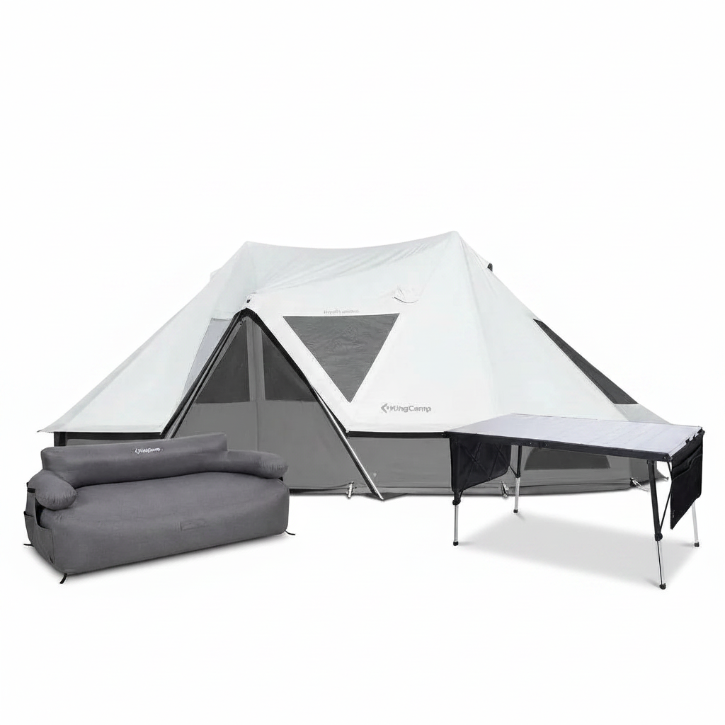 KingCamp KHAN PALACE Glamping Tent Kit with Inflatable Sofa & Table Bundle