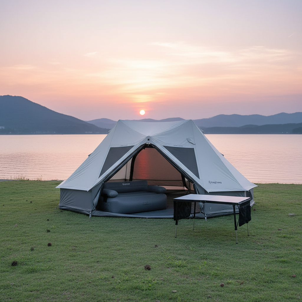 KingCamp KHAN PALACE Glamping Tent Kit with Inflatable Sofa & Table Bundle