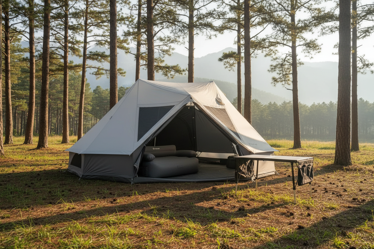 KingCamp KHAN PALACE Glamping Tent Kit with Inflatable Sofa & Table Bundle