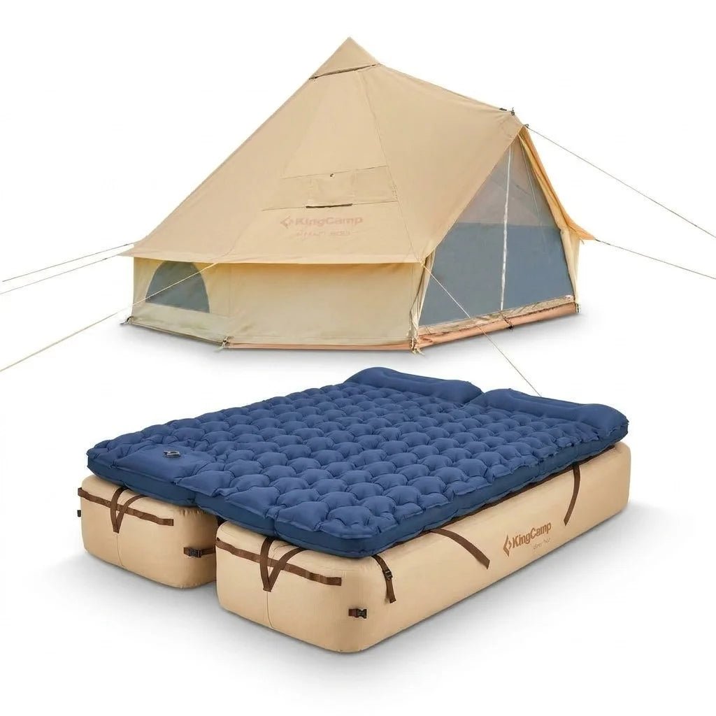 KingCamp Bell Tent & Double Air Bed Frame Bundle for Couples