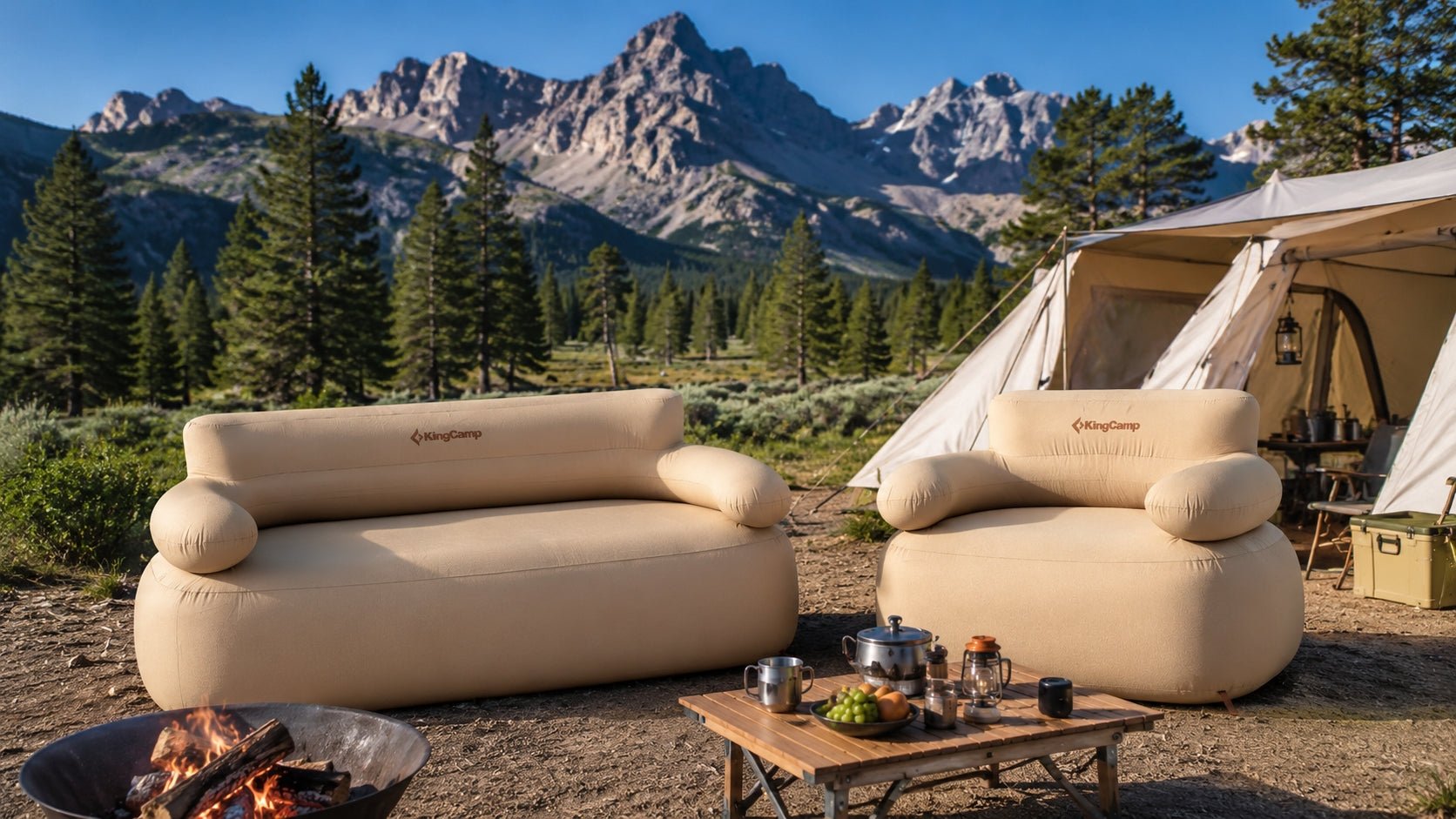 KingCamp 2-Person Inflatable Sofa & Single Set Bundle