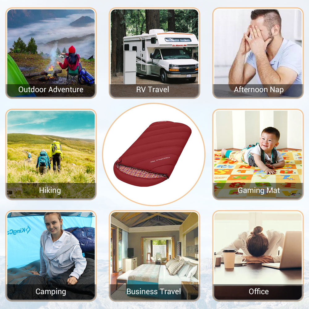 KingCamp 250g Filling 3 Season Cotton lining Wine Plus Size Sleeping Bag