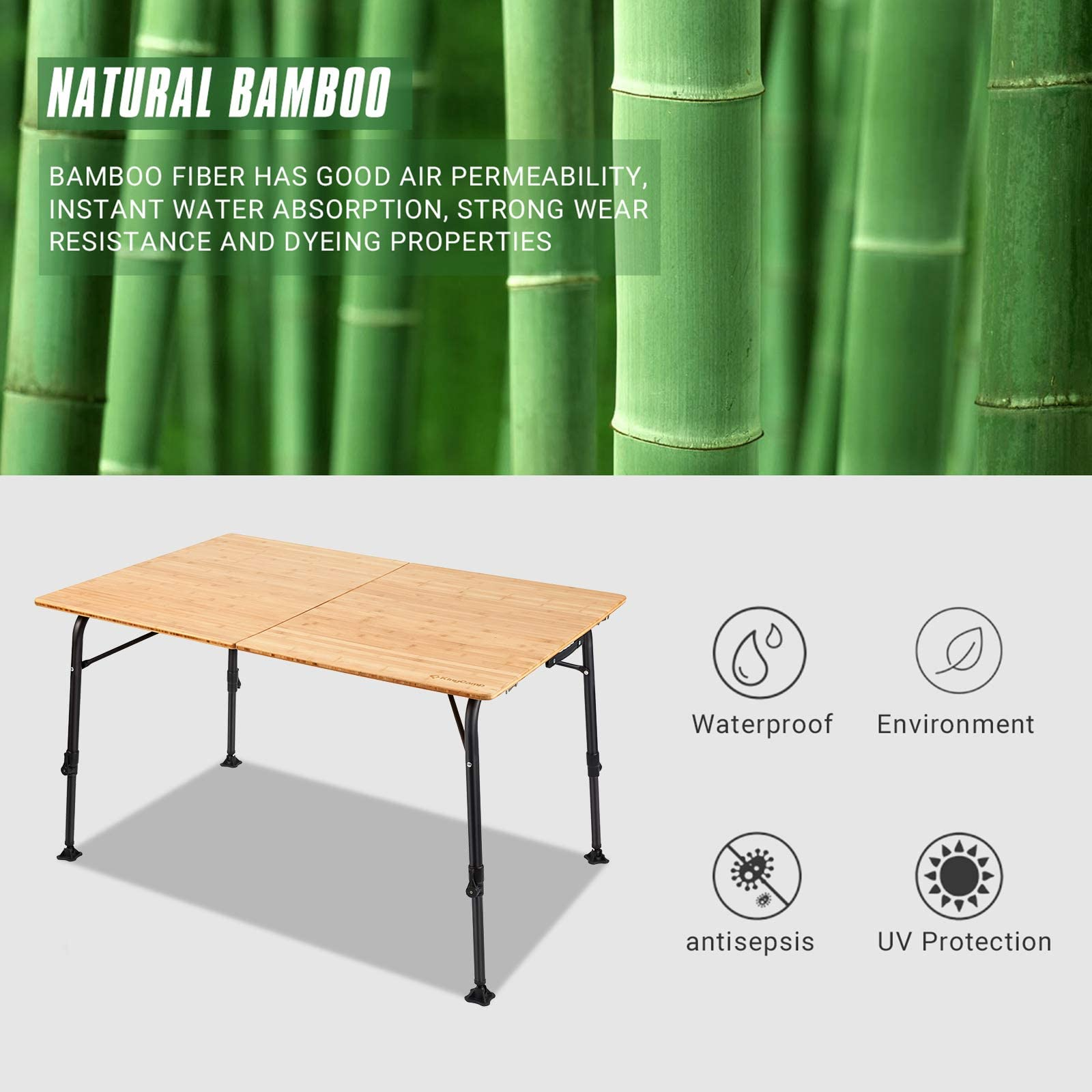 KingCamp Bamboo 4-6 People Folding Table