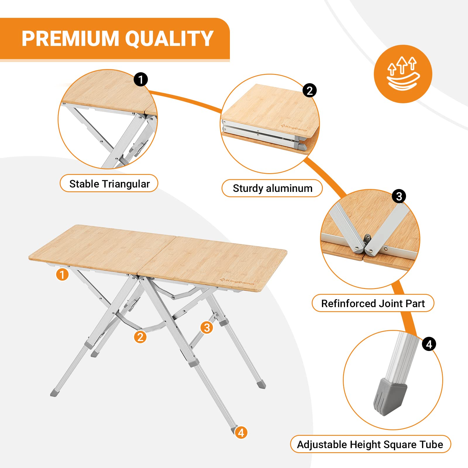 KingCamp Small Bamboo Folding Picnic Table