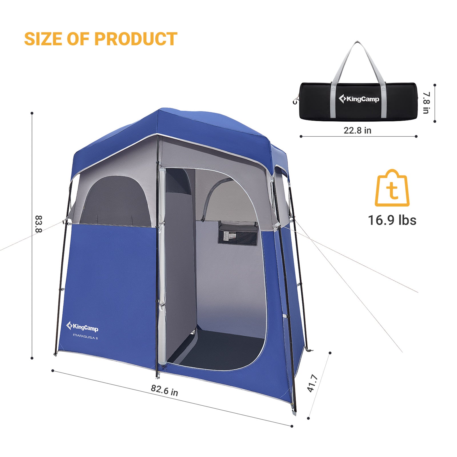 KingCamp Double Room Camping Shower Tent