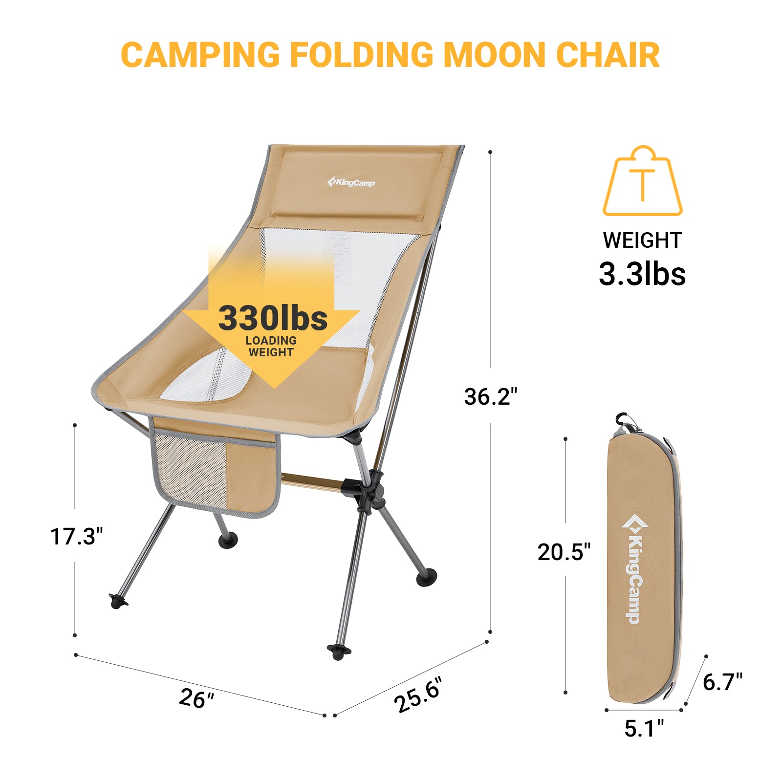 KingCamp Extra Wide High Back Camping Chair