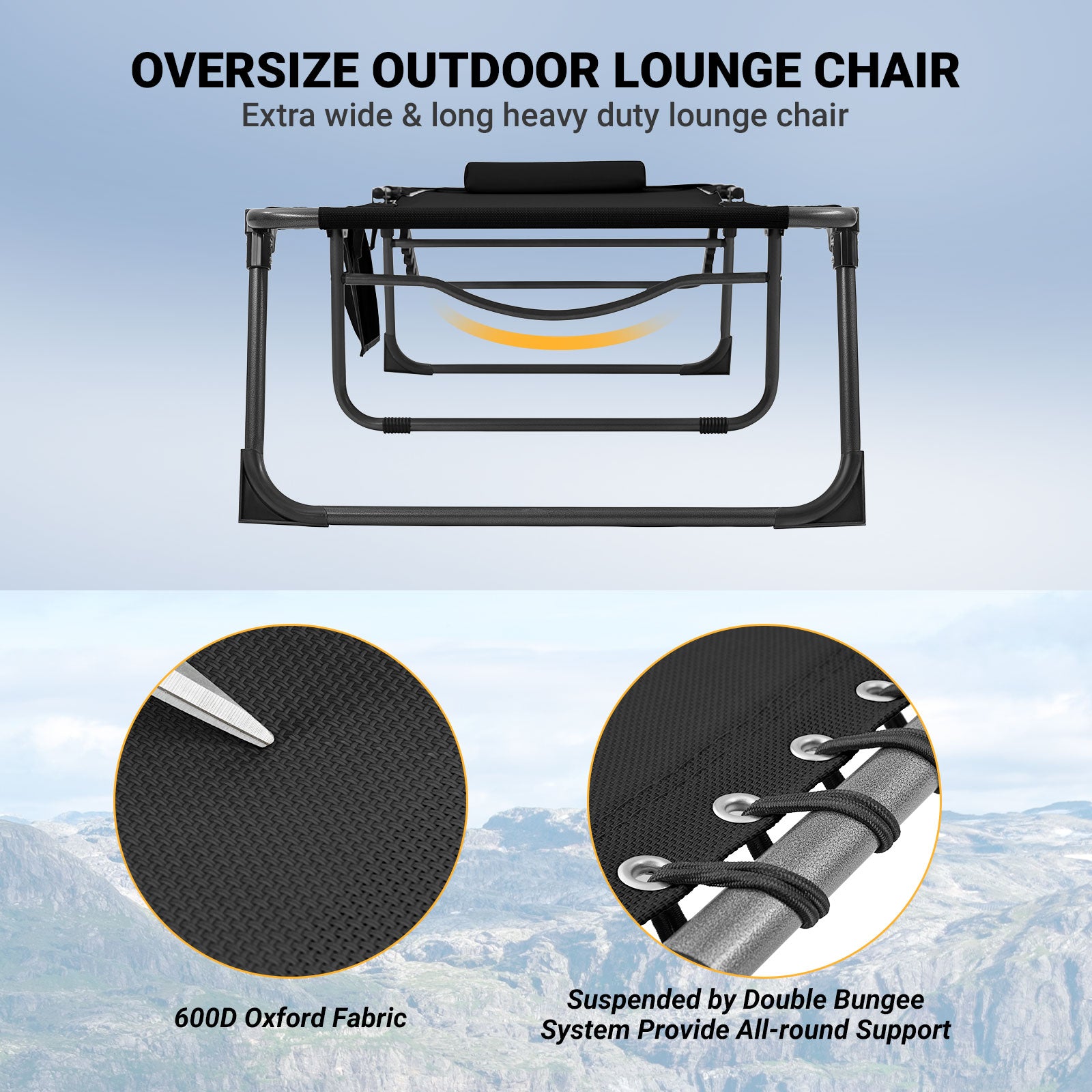 KingCamp Oversized Adjustable 4-Position Folding Chaise