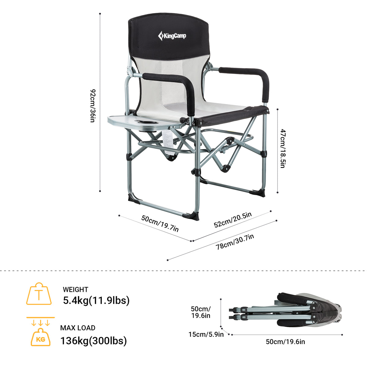 King camp chair with side table deals