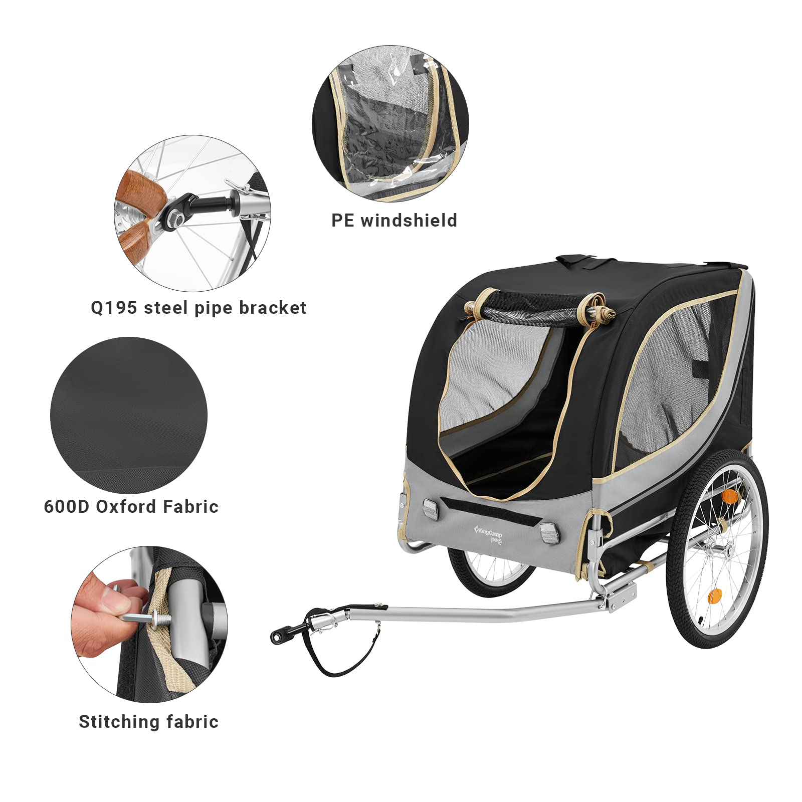 KingCamp Pet Bike Trailer Dog Carrier