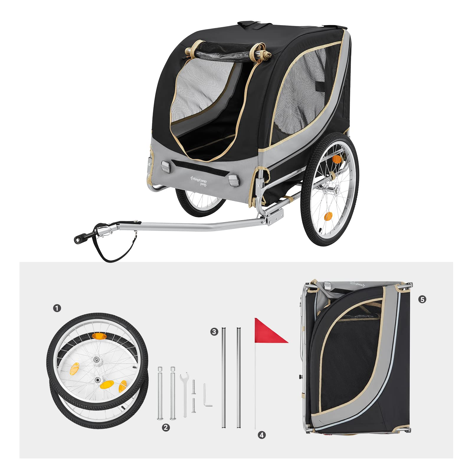 KingCamp Pet Bike Trailer Dog Carrier