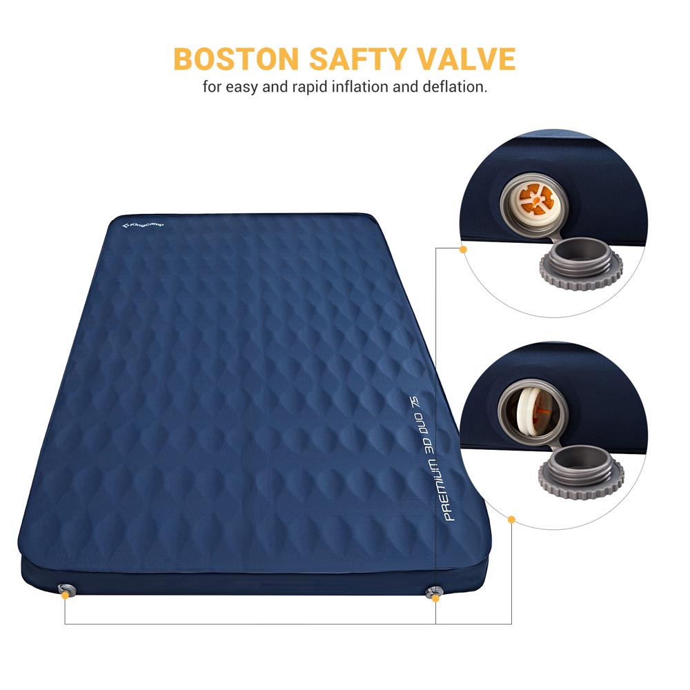 KingCamp Navy Double 3D 3" Thick Self-Inflating Sleeping Mattress