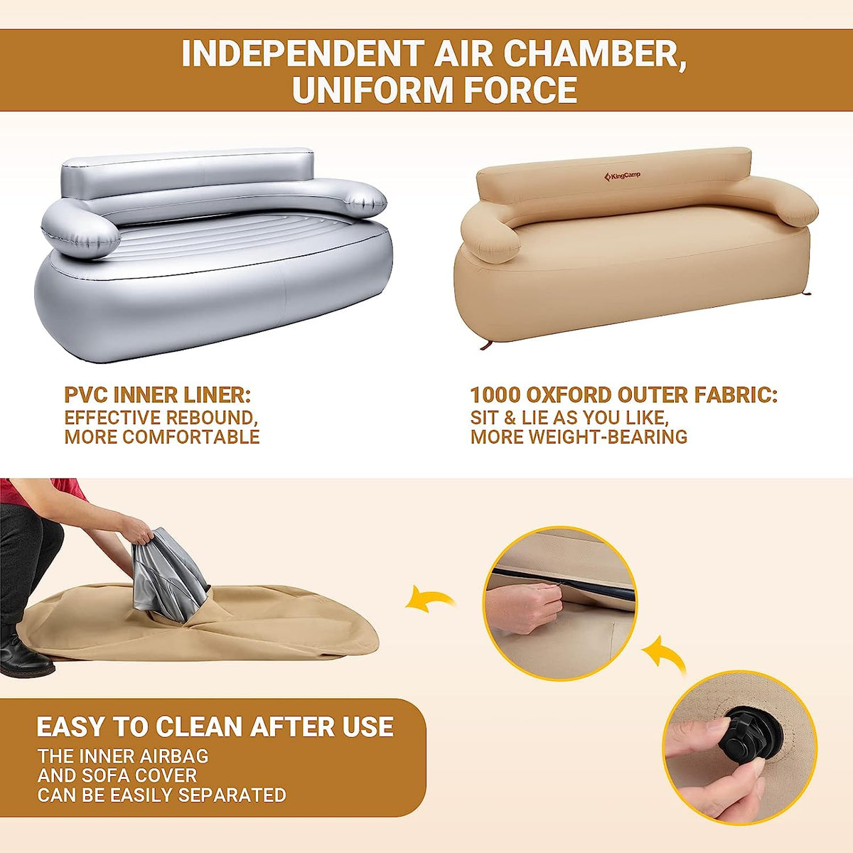 KingCamp 2 Person Inflatable Sofa Set KingCamp Outdoors
