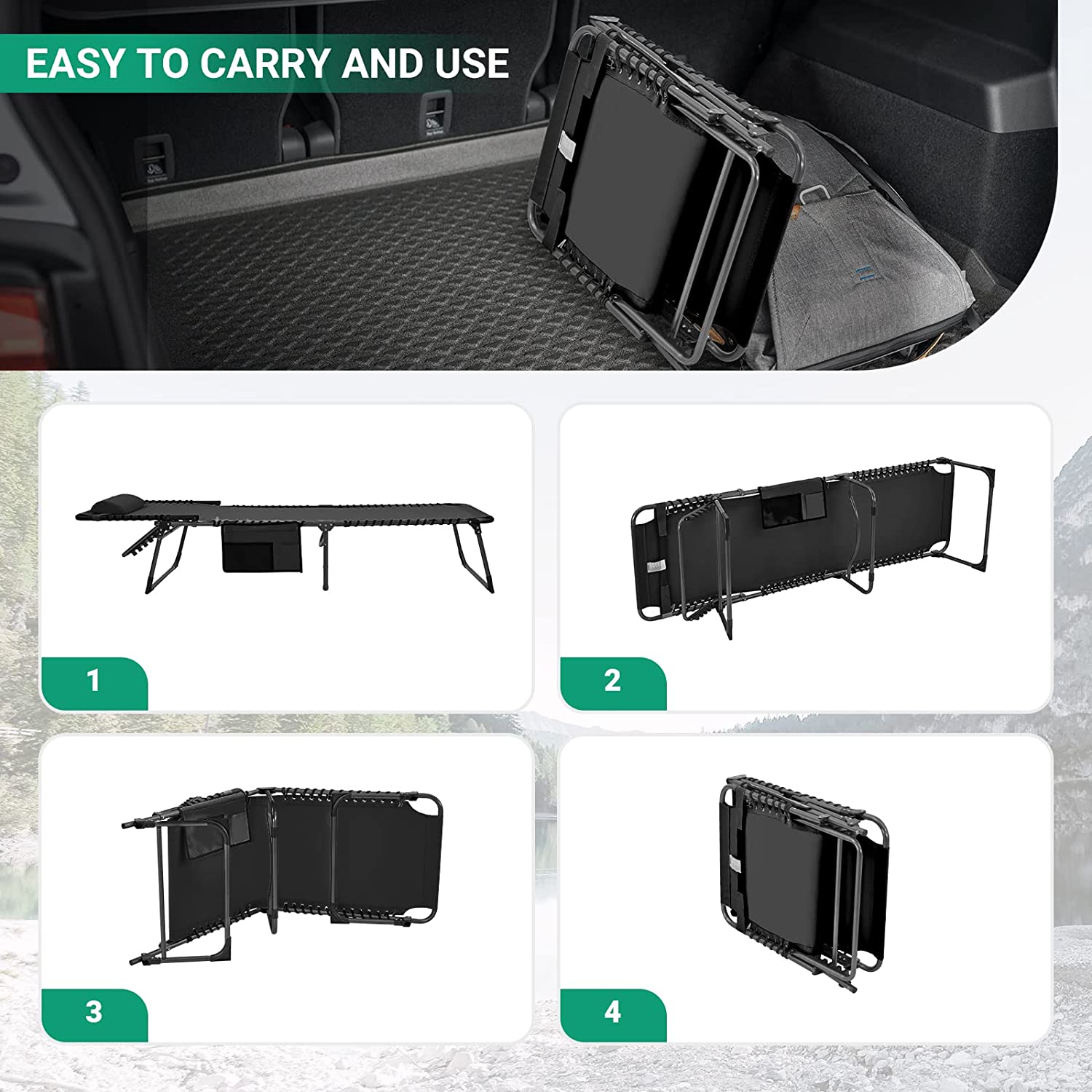 KingCamp Folding Chaise Lounge Chairs with Mat