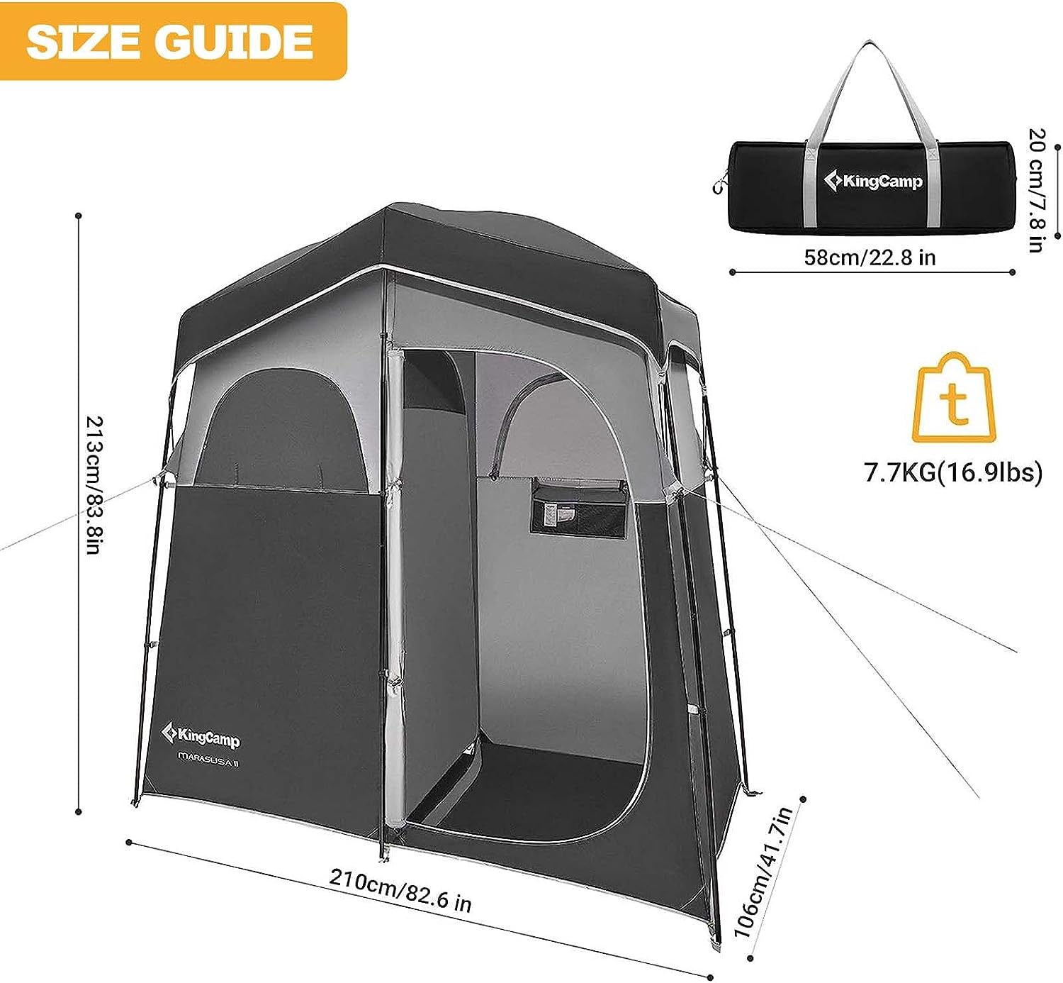 Double room privacy tent black