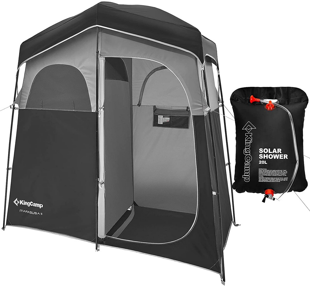 KingCamp Outdoor Gear Double Shower Tent with Solar Shower KingCamp