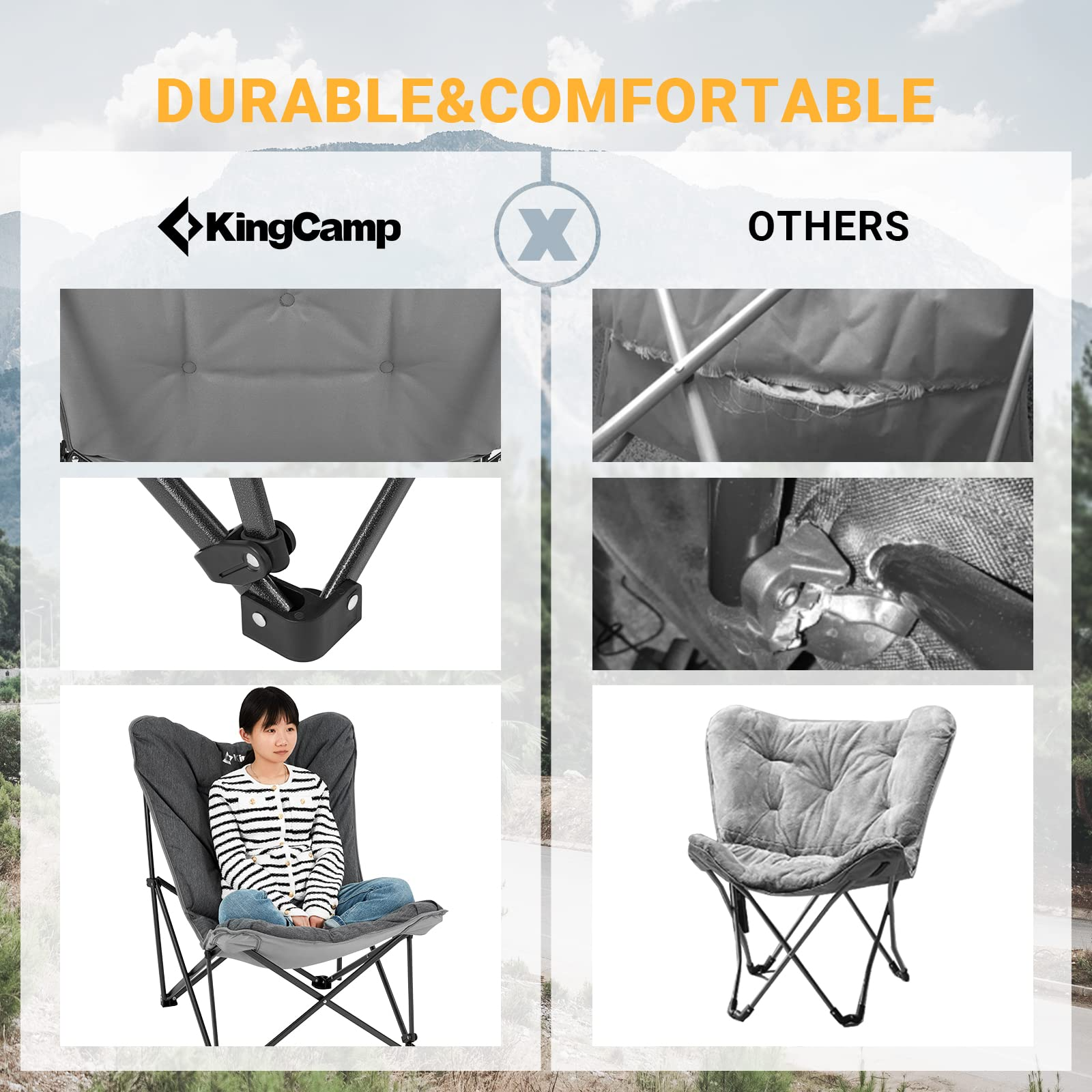 KingCamp LEMON C10 Oversized Padded Butterfly Chair