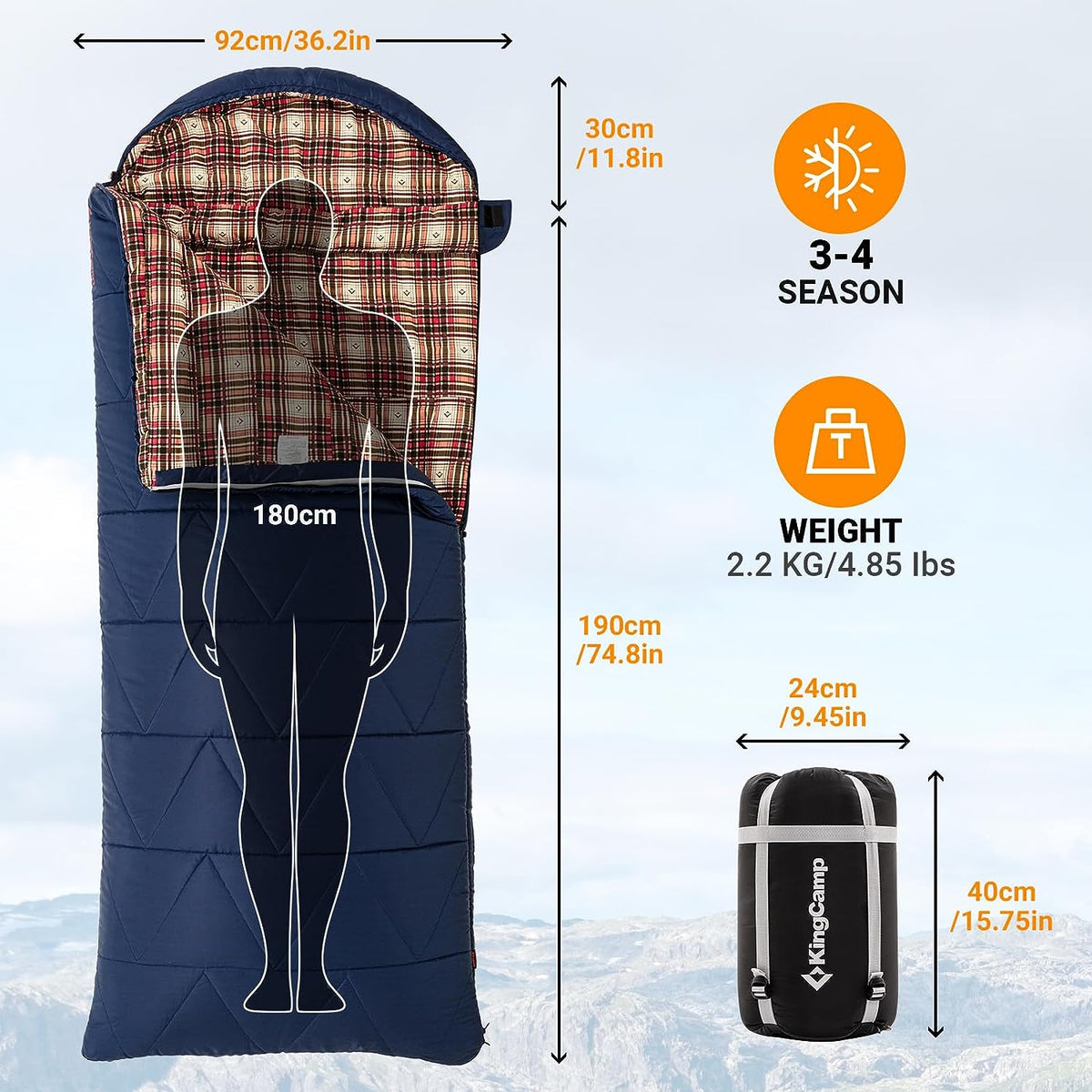 3 to 4 season sleeping bag top
